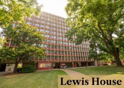 Photo of the outside of Lewis House Residental Hall